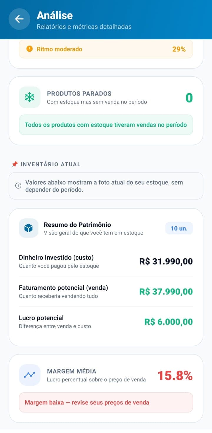 App Lojia — Quanto vale seu estoque